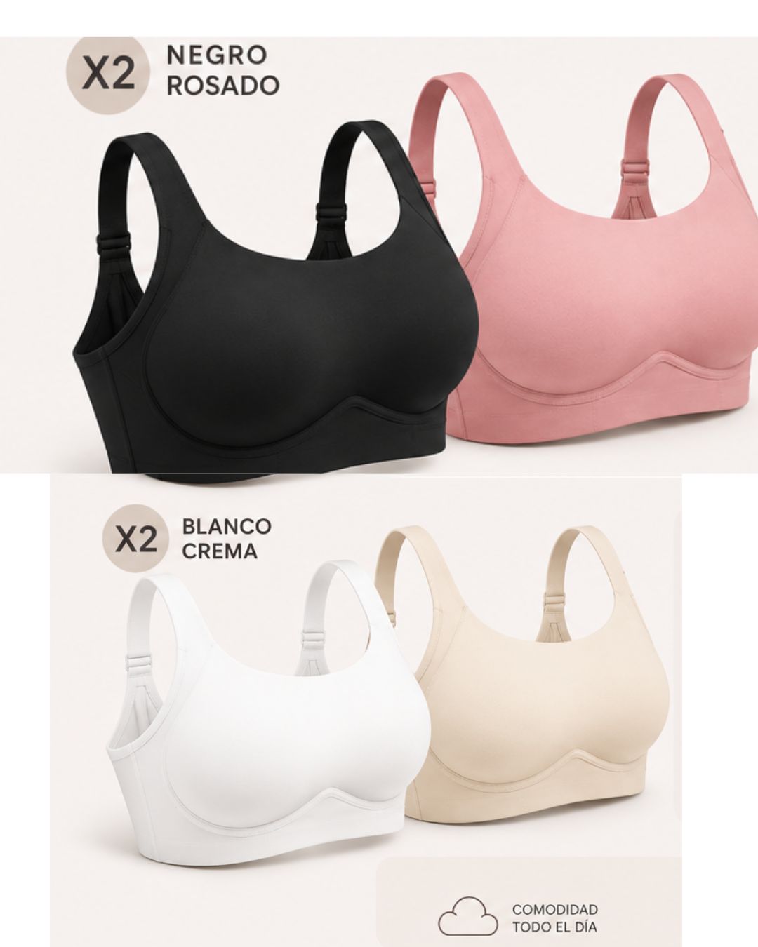 BRASIER SIN VARILLA PAQ X 2 UNID